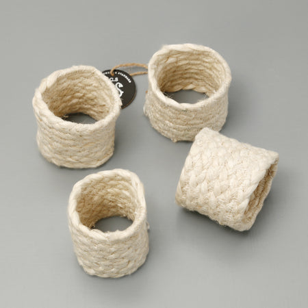 Jute Napkin Rings 4pc / Pearl