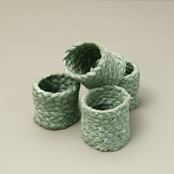 Jute Napkin Rings 4pc / Mint