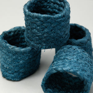 Jute Napkin Rings 4pc / Petrol