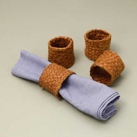 Jute Napkin Rings 4pc / Cinnamon