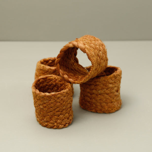 Jute Napkin Rings 4pc / Cinnamon