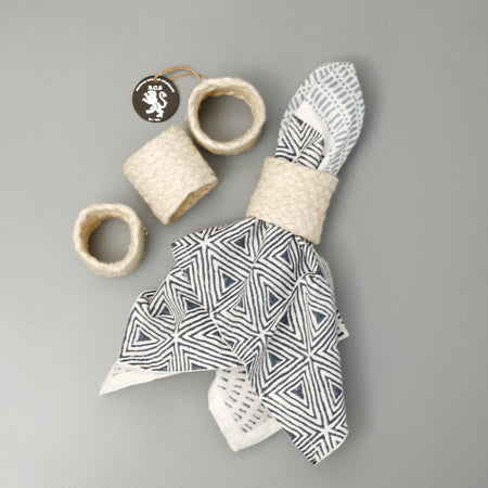 Jute Napkin Rings 4pc / Pearl