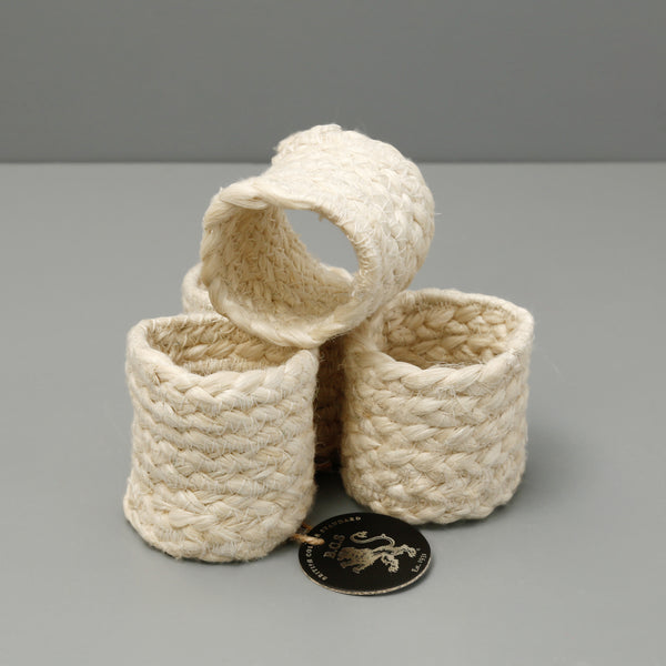 Jute Napkin Rings 4pc / Pearl