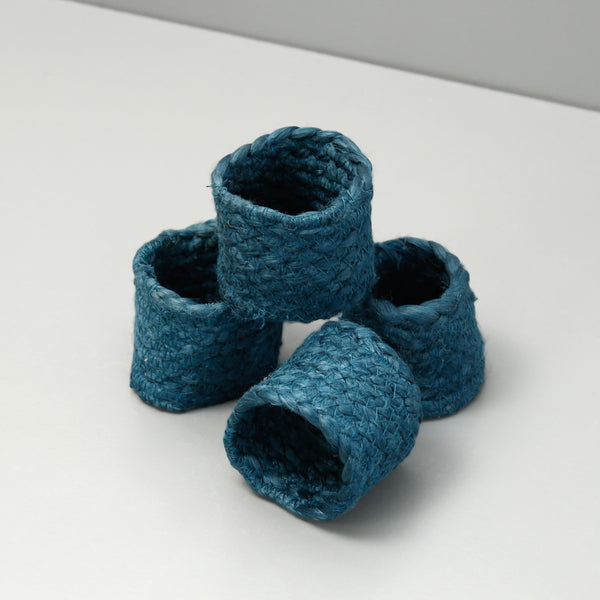Jute Napkin Rings 4pc / Petrol