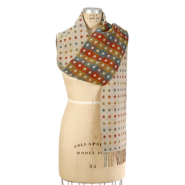 Merino Wool Scarf / Check Beige Multi