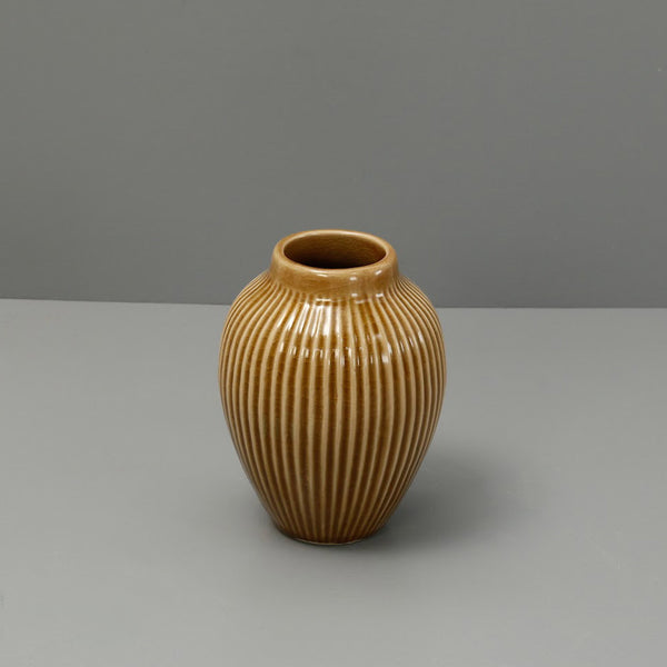 Brown Ribbed Vase