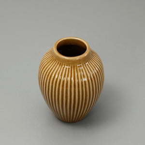 Brown Ribbed Vase