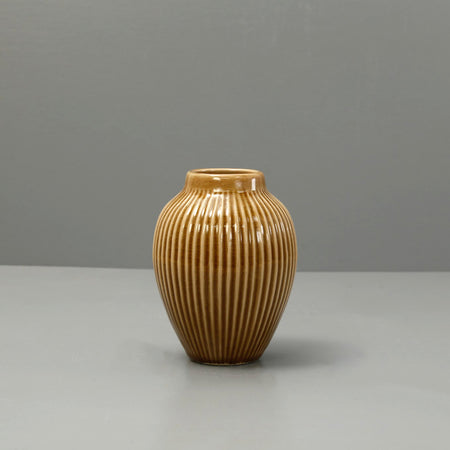 Brown Ribbed Vase