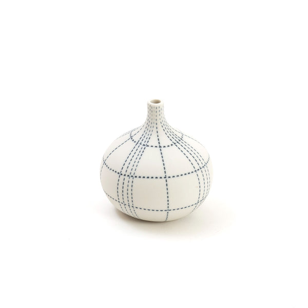 Porcelain Mini Bud Vase / Blue Graph