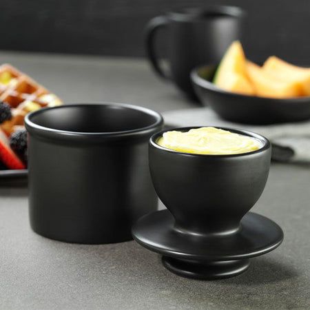 Ceramic Butter Crock / Matte Black