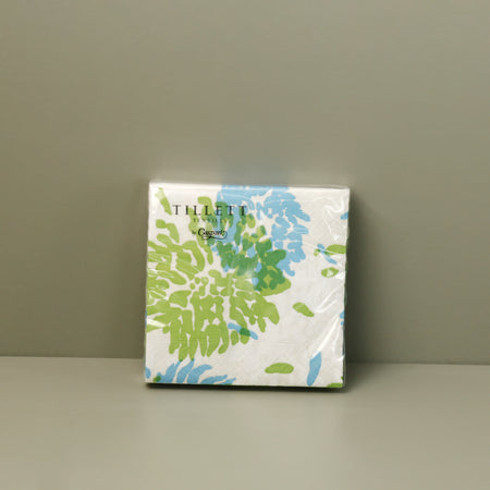 Caspari Paper Cocktail Napkins / Chrysanthemum Turquoise/Lime