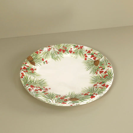 Caspari Paper Dinner Plates / Evergreen And Berries