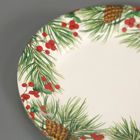 Caspari Paper Salad & Dessert Plates / Evergreen And Berries