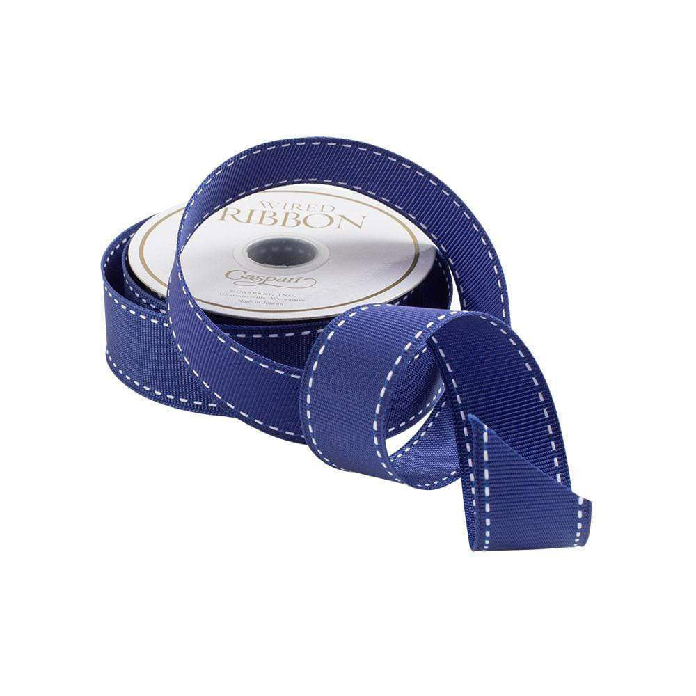 Grosgrain Wired Ribbon Roll / Marine Blue