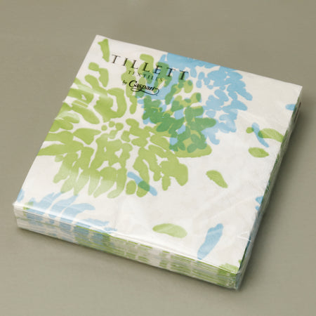 Caspari Paper Cocktail Napkins / Chrysanthemum Turquoise/Lime