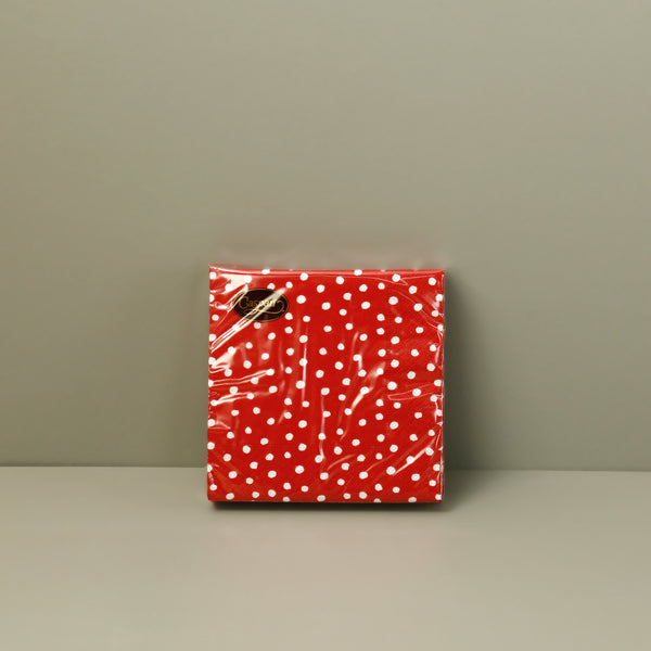 Caspari Paper Cocktail Napkins / Small Dots Red