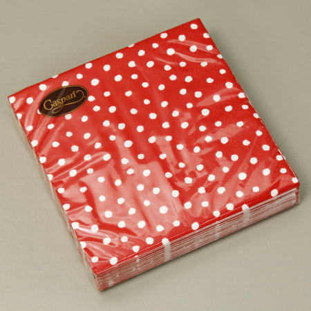 Caspari Paper Cocktail Napkins / Small Dots Red
