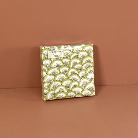 Caspari Paper Cocktail Napkins / Scallop Green