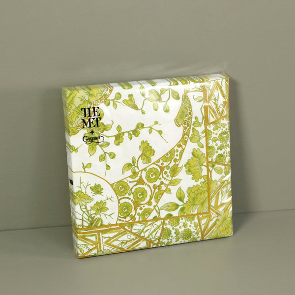 Caspari Paper Dinner Napkins / Gilded Porcelain Chartreuse