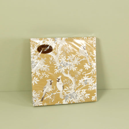 Caspari Paper Dinner Napkins / Scenic Songbirds Gold