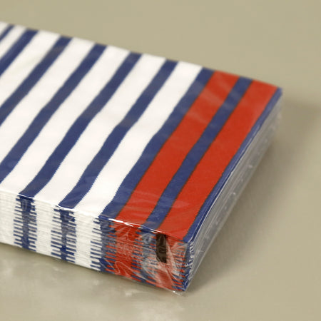 Caspari Paper Guest Napkins / Breton Stripe Blue