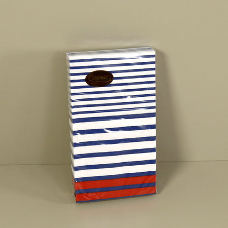 Caspari Paper Guest Napkins / Breton Stripe Blue