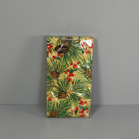 Caspari Paper Guest Napkins / Evergreen And Berries