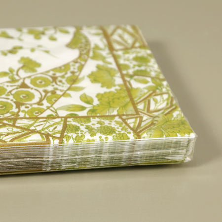 Caspari Paper Luncheon Napkins / Gilded Porcelain Chartreuse