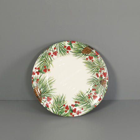 Caspari Paper Salad & Dessert Plates / Evergreen And Berries
