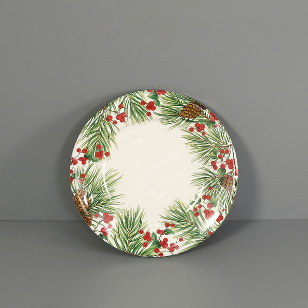 Caspari Paper Salad & Dessert Plates / Evergreen And Berries