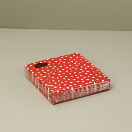 Caspari Paper Cocktail Napkins / Small Dots Red