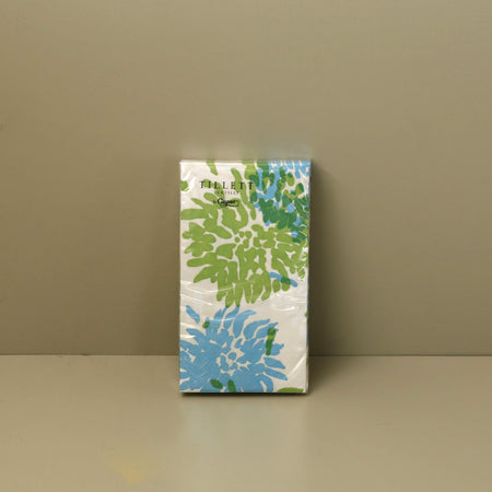 Caspari Paper Guest Napkins / Chrysanthemum Turquoise/Lime