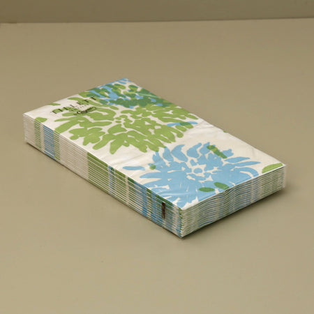 Caspari Paper Guest Napkins / Chrysanthemum Turquoise/Lime