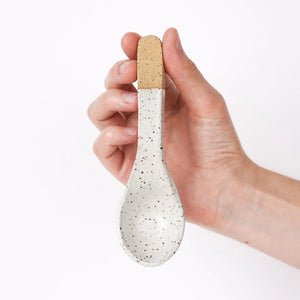 Ceramic Soup Spoon / Speckled White