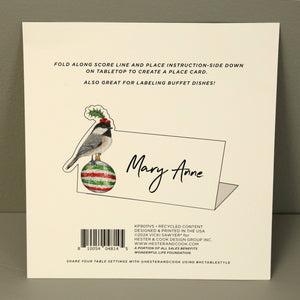 Hester & Cook Paper Place Cards / Christmas Chickadee