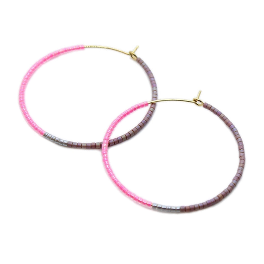 Color Field Hoop Earrings / Large Pink