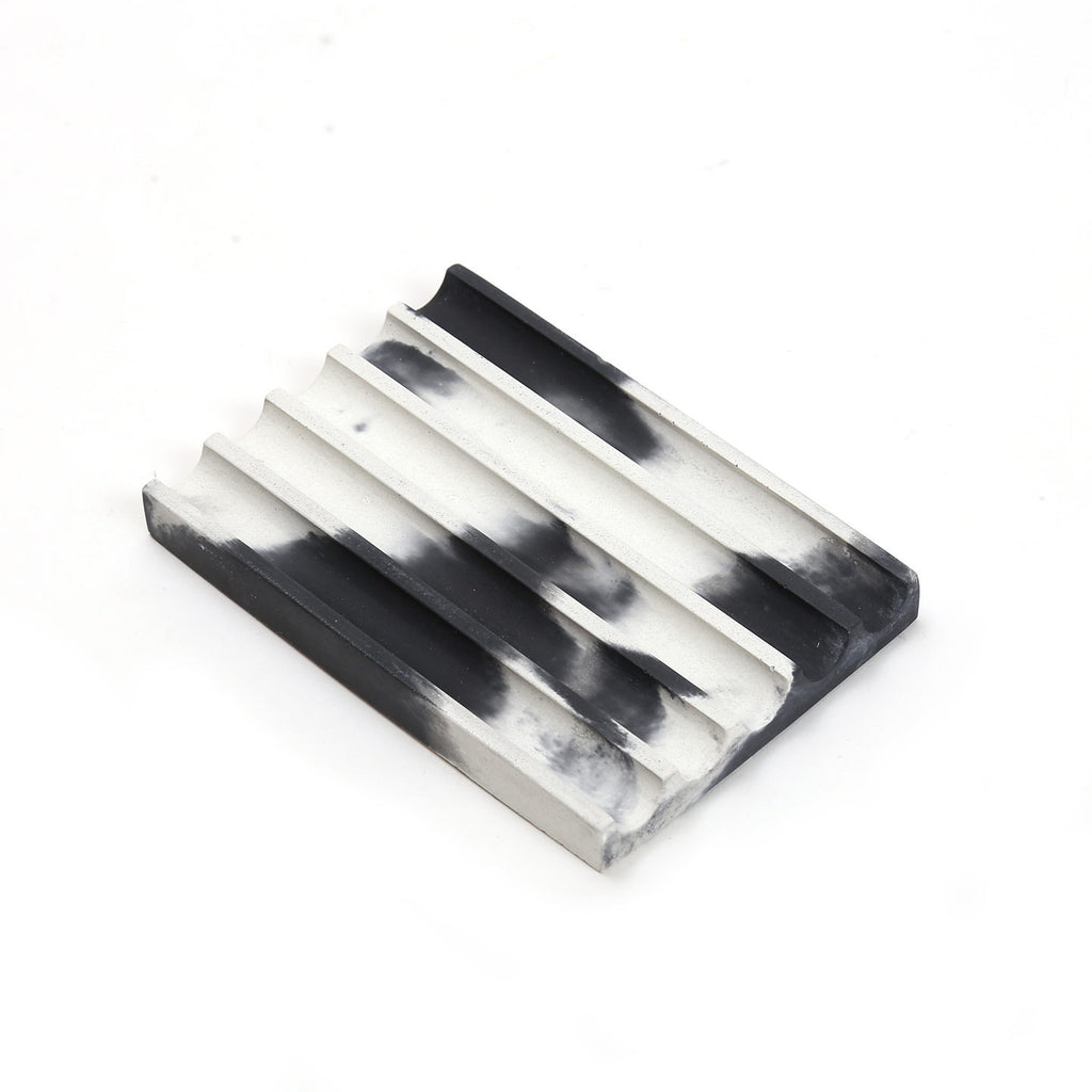Handmade Concrete Cast Soap Dish / Black & White