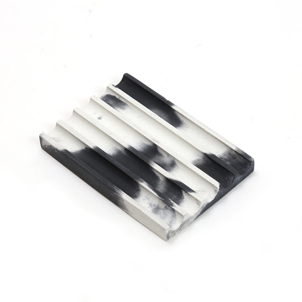 Handmade Concrete Cast Soap Dish / Black & White
