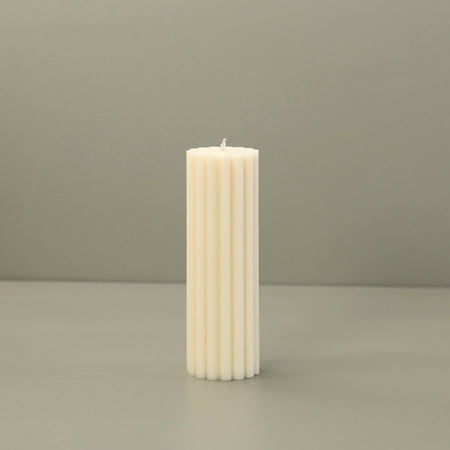 Ribbed Pillar Candle / Cream
