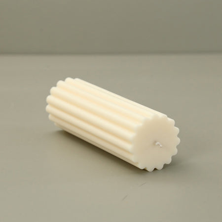 Ribbed Pillar Candle / Cream