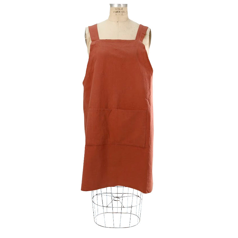 Cotton Cross Back Apron / Terracotta