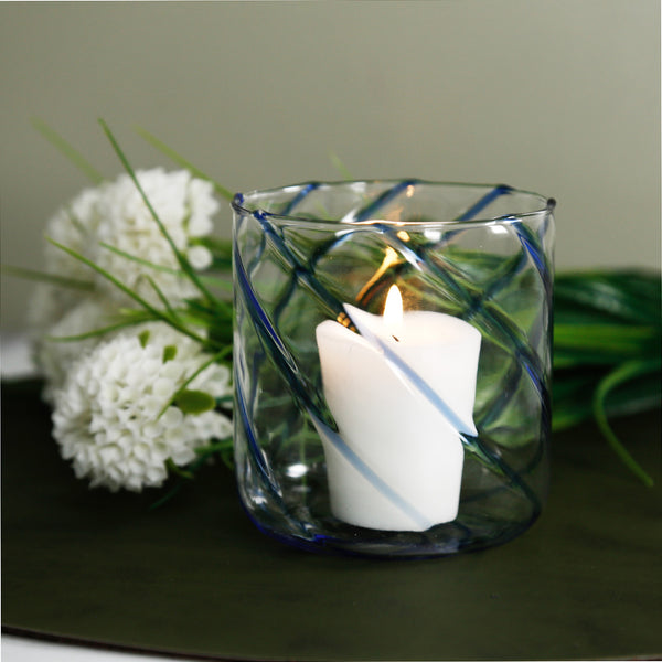 Indigo Stripe Votive Holder