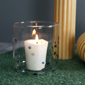 Indigo Dots Votive Holder