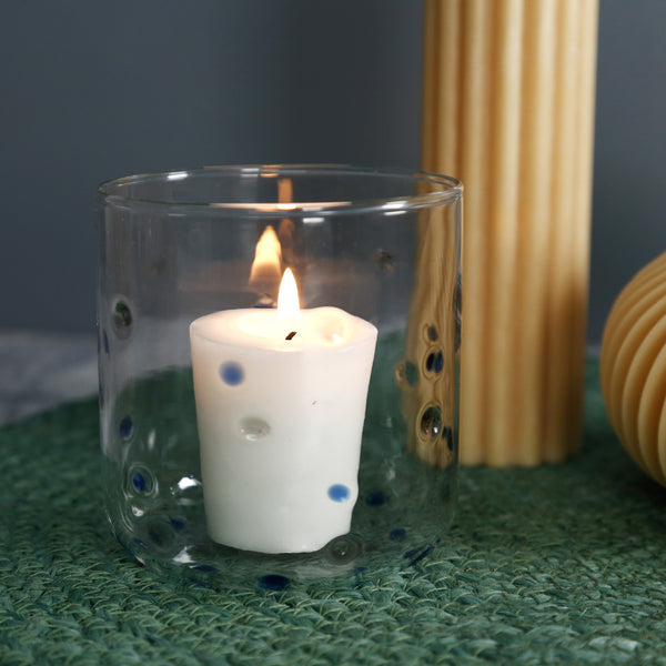 Indigo Dots Votive Holder