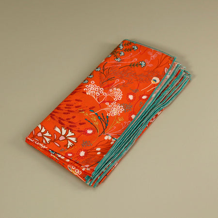 Papaya Peacock Cotton Napkins / Set of 4
