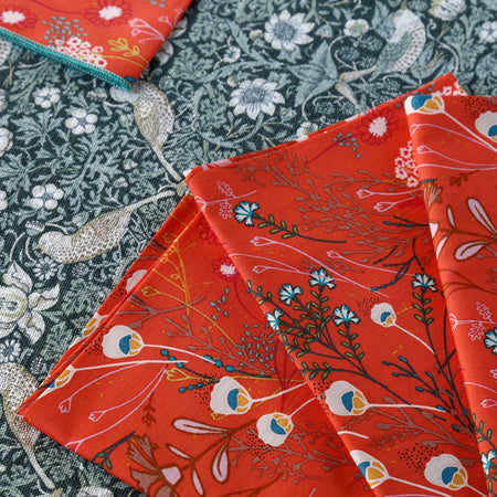 Papaya Peacock Cotton Napkins / Set of 4