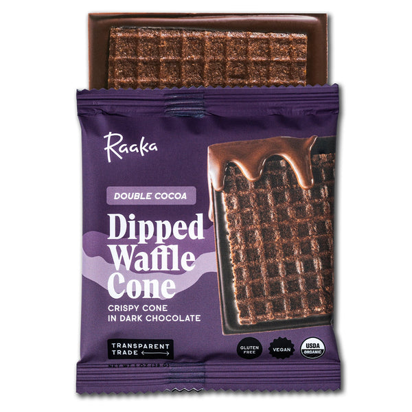 Raaka Dipped Waffle Cone Bar / Double Cocoa