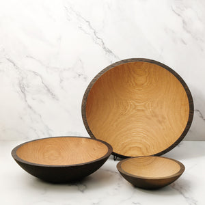 Ebonized Red Oak Wooden Salad Bowl 7"