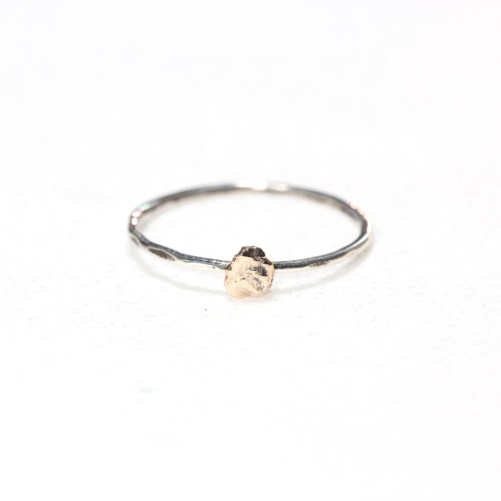 14K Solid Gold & Sterling Silver Nugget Ring