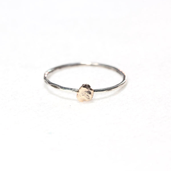 14K Solid Gold & Sterling Silver Nugget Ring